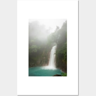 Rio celeste waterfall at foggy day Posters and Art